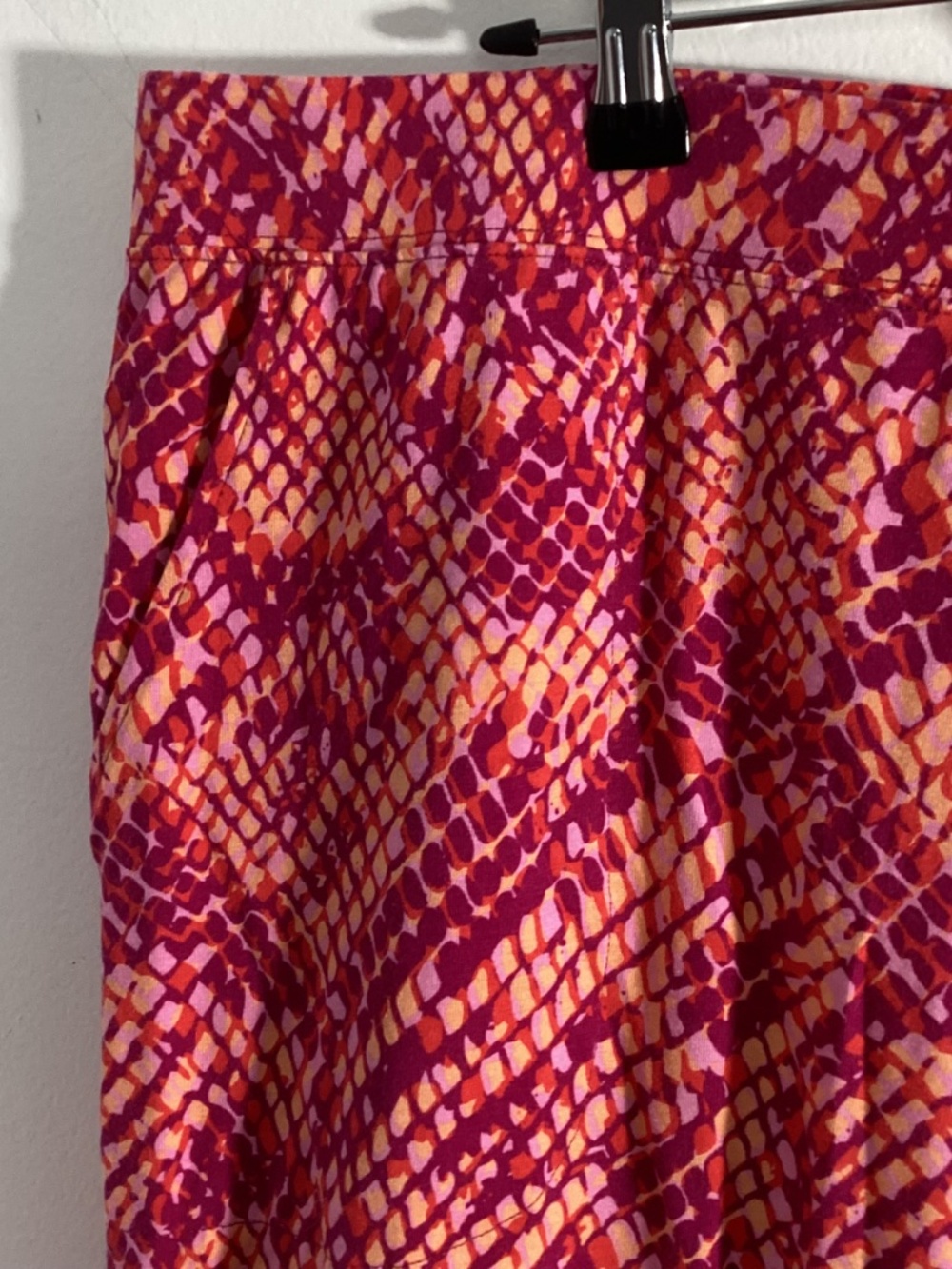 D & CO. BEACH XL WIDE LEG PINK PURPLE GEOMETRIC PRINT COTTON/VISCOSE BLEND - Picture 2 of 8